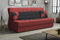 ALTDECOR Wohnzimmer Couch mit Schlaffunktion, Polstercouch rückenecht gepolstert, ideal als Gästebett - Poli - 192x80x96 cm Rot/Schwarz