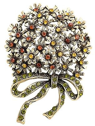 YAHOYA Femmes Vintage Strass Bow Bouquet Broches Fleur Pins Classic Plant Retro Jewelry Exquis Boutique Accessoires Cadeau