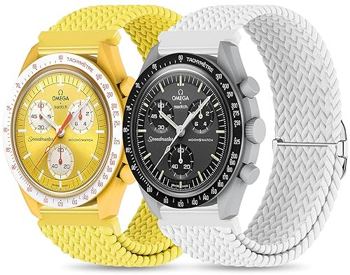 Tovimall Geflochtenes Armband für Moonswatch-Uhr, Dehnbares Nylonband, Kompatibel mit Omega X, Swatch, Speedmaster, Ersatzarmband für Damen und