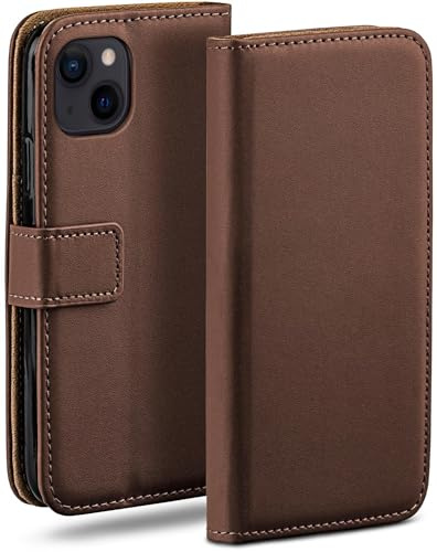 moex für iPhone 15 Plus Hülle mit Kartenfach, Handyhülle klappbar 360 Grad Schutzhülle, PU Leder Handytasche iPhone 15 Plus Klapphülle Flip Case, Dunkelbraun