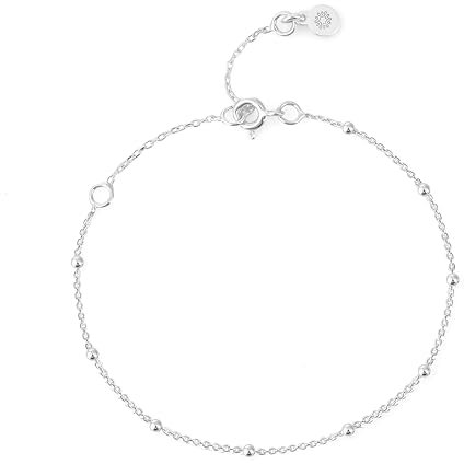 Einzelstück® Kugelarmband 925 Sterling Silber I Armband mit Kugeln vergoldet I Planetkette I Silberarmband Handmade Echtschmuck I Damenarmband I Armkette (Harmony Armband Silber)