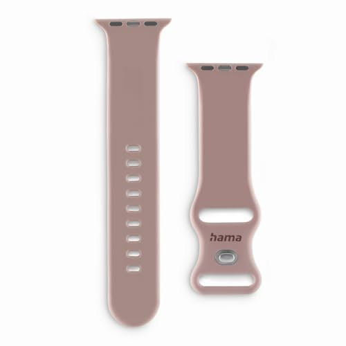 Hama Armband für Apple Watch 38/40/41mm (passend für Apple Watch 9/8/SE/7/6/5/4/3/2/1, Schnellwechselarmband, Silikon Look, Quick Change, Flexibles Wechselarmband) Nude rosé