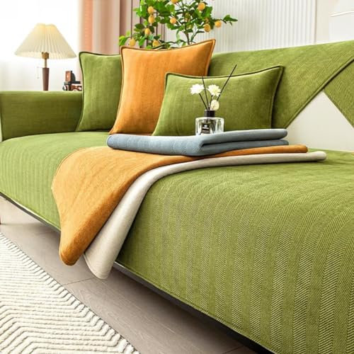 Sofabezug Ecksofa L Form, Couch Überzug U Form, 1 2 3 4 Sitzer Sofa Überzug us Chenille-Stoff mit Fischgrätenmuster, Sofaüberwurf Sofaschoner rutschfest, Pets Dog Sofa Überwurf Sofaschutz