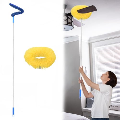 PATIKIL Nettoyeur de Ventilateur de Plafond, 12,9 à 59, Plumeau en Microfibre avec Manche Extensible, Outil Nettoyage des Pales de Ventilateur Amovible et Lavable pour Meubles, Jaune