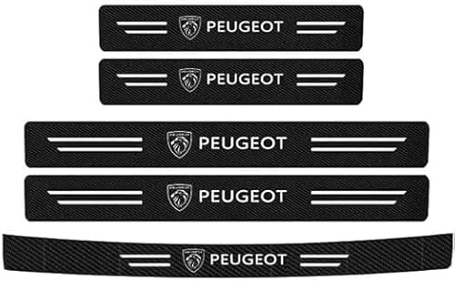 Lupsty Carbon Fibre Car Door Sill Protector Strip for Peugeot 2008 2019-2023, Black, Scratch Guard Anti-Wear Accessory