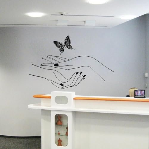 YOUSHIHUI Nagelstudio Wandtattoo, Nagel Vinyl Wandaufkleber, Nagellack Wanddesign, Pediküre, Nagelstudio Dekoration Tapete 91x57cm