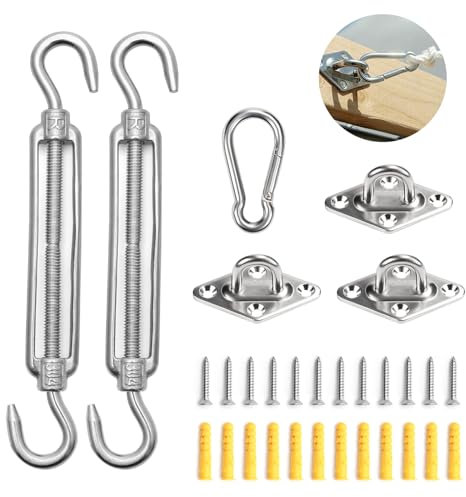 Kit di fissaggio per tenda da sole, kit di fissaggio per vela parasole M6, in acciaio inox, resistente, per giardino, patio, pergola, triangolare, quadrato, rettangolare, vele parasole (triangolo)