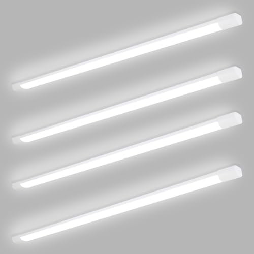 cliheet 4ER LED Deckenleuchte 120CM Deckenlampe Flach - 36W Küchenlampe Werkstattlampe Röhre Feuchtramleuchte 4000K Neturalweiß Kellerlampe Lang 180° Abstrahlwinkel für Keller Wohnzimmer Büro Garage