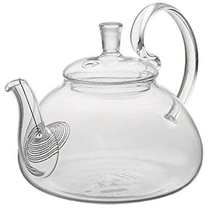 Joselin Teiera in Vetro Fiorito con Manico Alto, Resistente al, Resistente al 650Ml, Teiera in Vetro con Filtro