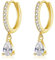 Cangall Silver Drop Hoop Earrings for Women, 925 Sterling Silver With Teardrop Dangling, Hypoallergenic CZ Cute Cartilage Sleeper Earrings