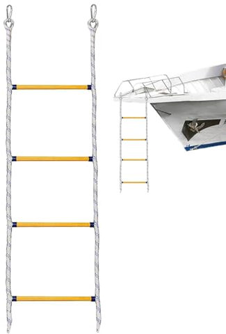 Escape Ladder - Rope Ladder, Climbing Rescue Rope Ladder | Foldable Climbing Ladder with 2 Hooks, Portable Lightweight Safety Fishing Ladder, Swimming Ladder for Sailing Boat, Kayak, Canoe,