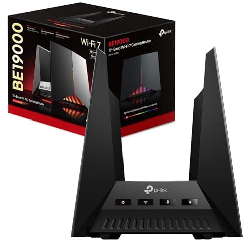 TP-Link Archer GE800 Router da gioco WiFi 7 BE19000 Mbps, router WiFi tri-banda, porte 10G, pannello di gioco dedicato, porta USB 3.0, accelerazione esclusiva per giochi, HomeShield, installazione