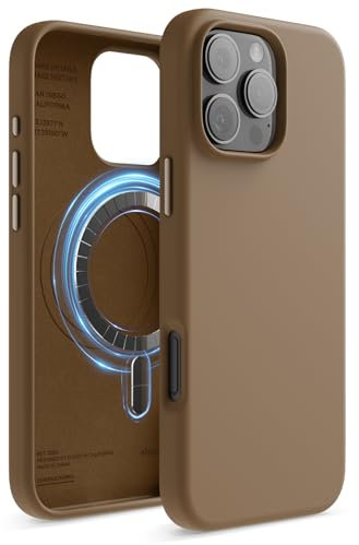 elago Magnetic Silicone Case Compatible with iPhone 16 Pro Max Case 6.9 Inch Compatible with All MagSafe Accessories - Built-in Magnets, Soft Grip Silicone, Shockproof (Brown)