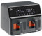 HOMCOM Friggitrice ad aria senza olio a doppio scomparto 8 L - 2500 W - 8 programmi, schermo LED, temperatura regolabile, timer - grigio