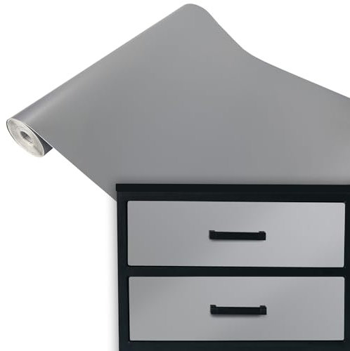 Klebefolie Möbel 45x100 cm | Selbstklebende Möbelfolie in modernen Unifarben | Klebefolie vielseitig einsetzbar für kreative Möbelgestaltung und Upcycling | Silber/Grau Matt