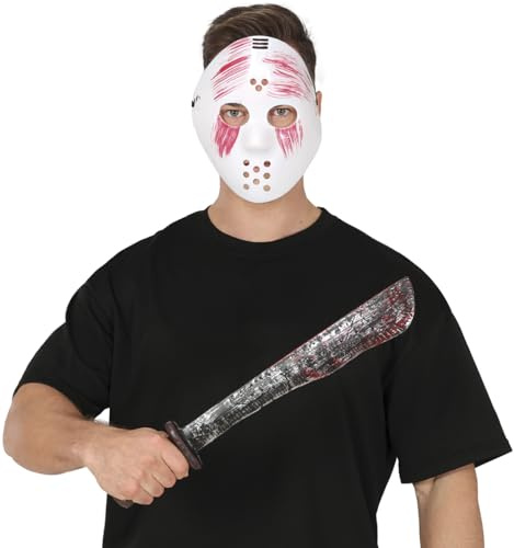 FIESTAS GUIRCA | Kostüm-Hockeymaske Erwachsene & Kinder - Weiß mit Rot