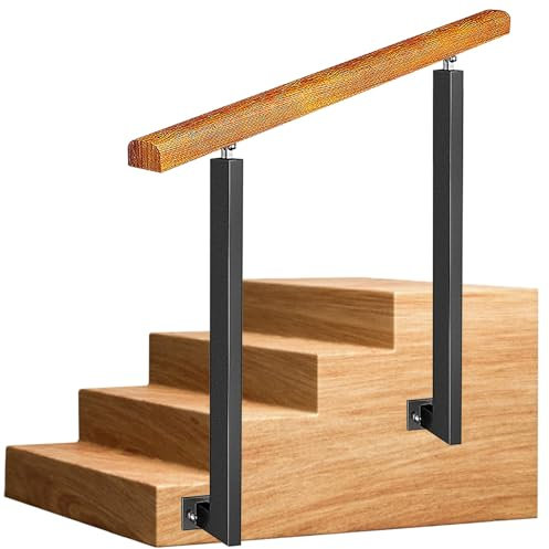Moderner Handlauf für Außentreppen, Übergangsgeländer für die Veranda, seitlich montierter Handlauf für Beton- oder Holztreppen, verstellbarer 270°-Winkel – rutschfeste Sicherheit (Farbe: Höhe 85 cm,