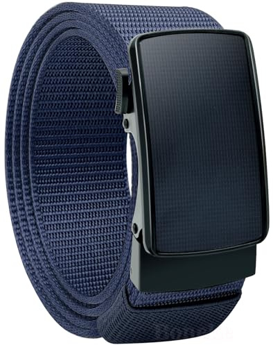 Boneke Cintura a cricchetto da uomo, Cintura tattica in nylon Web | Cintura invisibile non perforata da uomo è adatta per Jeans e Golf, con fibbia scorrevole automatica