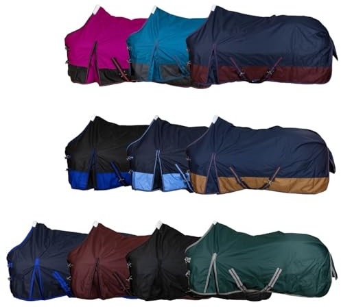 RL24 - Weidedecke 600D Basicline – als Regendecke & Übergangsdecke – Wind- & wasserdichte Outdoordecke mit Innenfutter & Kreuzbegurtung – Pferdedecke in Lila – 155cm (Nylonfutter)