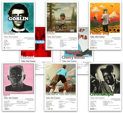 CNMLGB Tyler Cover-Poster, Musikalbum, The Creator, Leinwand-Poster, ungerahmt, 20 x 30 cm, 8 Stück