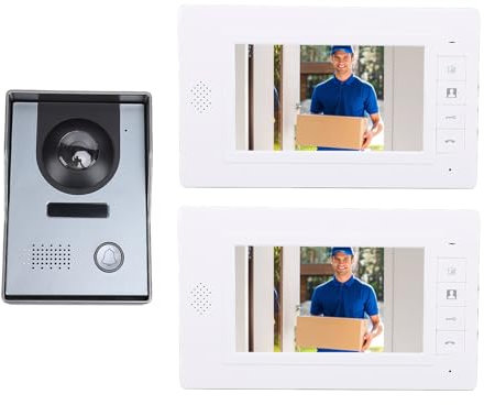 Zunate Videocitofono Cablato, Videocitofonico con Campanello da 7 Pollici, Kit Telecamera HD con Doppio Monitor, Sblocco Supporto, Citofono Bidirezionale, per Ville, Case e Appartamenti