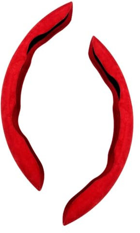 HYJHS 2 Stück Auto Lenkradbezug für BMW M Lo Sport M3 E90 E91 E92 E93 E87 E81 E82 E88 X1 E84, Segmentierter Atmungsaktive Anti Rutsch Lenkradschoner, Auto Innenraum Zubehör,normal-A-Red