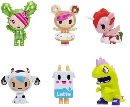 Tokidoki 5,1 cm 6 Figuren Pack – Donutella, Sandy, Kaiju Tokimon, Latte, Mozzarella und Rubin – ab 5 Jahren – Offizielles Lizenzprodukt von Jazwares