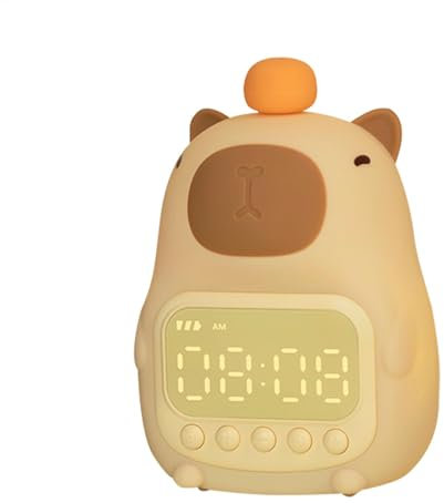 Gungtj Capybara-Lampe mit süßem Alarm, Digitaluhr für Kleinkinder, Kinderzimmer-Licht, Kinderzimmer-Tischuhr, 10,5 x 9,4 x 15,9 cm, ideal für Mädchen und, Jugendzimmer-Dekoration