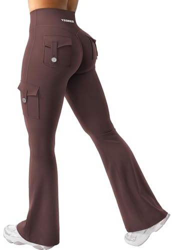 YEOREO CoreFlex Damen Invisible Scrunch Flare Leggings mit 4 Pockets | High Waist,Schlaghosen,Workout,Seamless,Push Up,Blickdicht,Yoga,Gym Legging,Butt,Sport