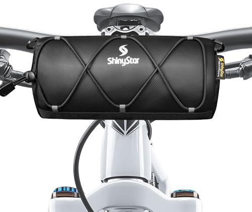 ShinyStar Bike Handlebar Bag - Bicycle Front Frame Storage Roll Bag with Shoulder Strap for Mountain & Road Bikes, Waterproof Bike Pouch Accessories