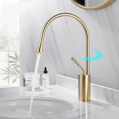 360 ° schwenkbarer Badezimmer-Wasserhahn, modernes Luxus-Design, leicht, tropfenförmig, Universal-Einhandgriff, langlebiges Messing, 59 A, einfach zu bedienen, stilvolles Heim-Upgrade
