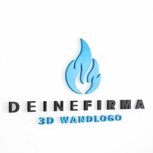 3D Wandlogo individuell – Firmenlogo als Wanddeko aus Kunststoff – personalisiertes Logo mit Montageschablone – für Büro, Praxis, Geschäft (bis 150 cm, bis 5 Farben)