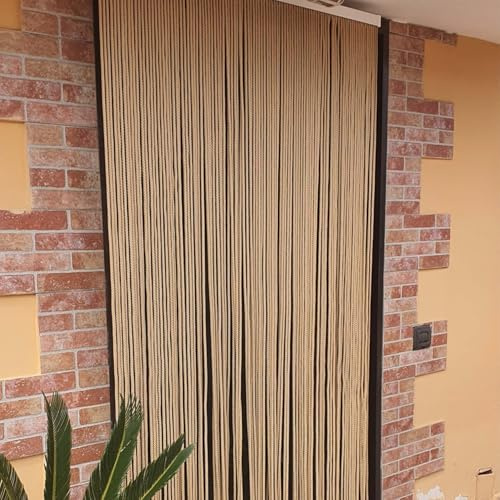 BricoShopping Rideau de porte en corde tressée – Rideau à fils anti-moustiquaire, isolant, facile à installer et à régler, 4 tailles et 18 couleurs