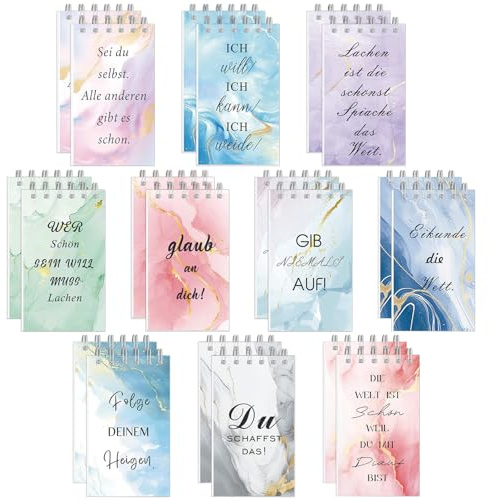 Dncvb Inspirierende Mini Notizblöcke 20 Stück Kleine Notizbücher mit Spruch Motivierend Notizblöcke Inspirierende Mini Notizbücher Mitgebsel Geschenke für Schule Heim Büro