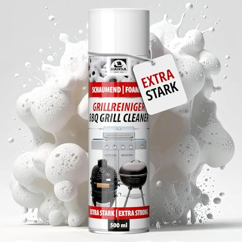 Hansa Grillreiniger Schaum – Extra Stark BBQ Grill Cleaner für Gasgrill, Holzkohlegrill & Smoker – Entfernt Fett, Öl & Eingebranntes – Schäumender Grillreiniger 500 ml (500ml)