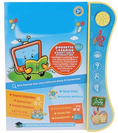 Alomejor Livre Audio Interactif avec Stylo Parlant pour Enfants, Livre de Lecture éducatif, Construction Adaptée aux Enfants, Apprendre à Lire Un Sonore, Pile AAA X3