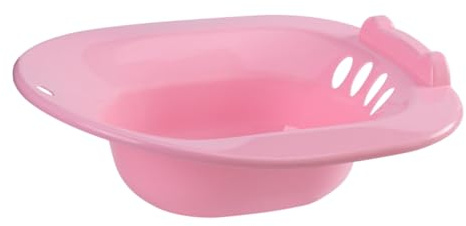 Sitzbad für Toilettensitz aus Kunststoff, 1 Stück, Rosa | Überlauföffnung und Rutschfester Basis, für Schonpflege im Bad bei Sitzanwendung
