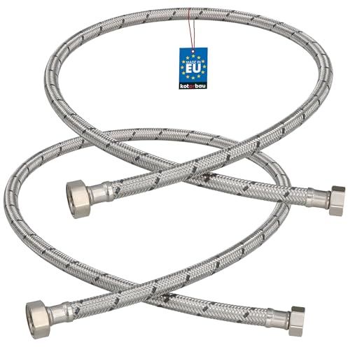 KOTARBAU® Flexschlauch 1/2“ x 3/8“, Wasserschlauch, Panzerschlauch 100 cm | 2er Set, Anschlussschlauch für Armatur, Schlauch Für Wasserhahn, Edelstahlummantelt, Silber