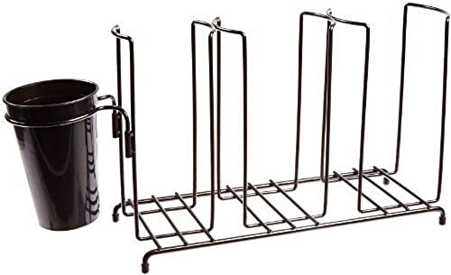 San Jamar C8003WFS Steel Cup And Lid Wire Organizer With Caddy, 3 Stacks, 216 mm H x 435 mm W x 133 mm D, Black