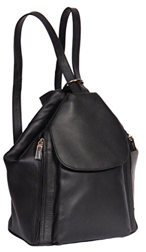 Echt Leder Damen Rucksack Rom schwarz Rucksack Organizer Bag 23 x 30 x 15 cm