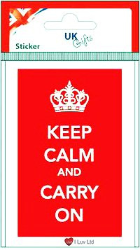 Aufkleber Keep Calm And Carry On Weiß auf Rot