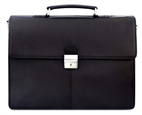 STILORD Herren Aktentasche Dokumententasche Laptoptasche Business Büro Tasche mit Schultergurt echt Leder Schwarz