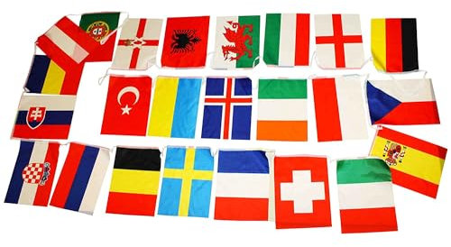 Sonia Originelli Fahnen Girlande Flaggenkette Länder Nationen Partygirlande Fanartikel EM WM Geburtstag Farbe: Europa-Gross