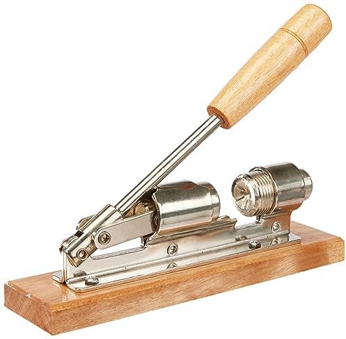 Baumalu, Casse Noix Acier Chromé Gris 21 x 6,2 x 6 cm - Outil de Cuisine Pratique pour Casser Noix, avec Poignée et Support en Bois, Idéal pour Les Amateurs de Fruits Secs