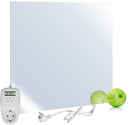 VIESTA® Infrarot Wandheizung mit Thermostat [INKL. TH12 THERMOSTAT] – Infrarotheizung Wandmontage Heizkörper – Carbon Crystal Infrarotheizung – Paneel Badezimmer geeignet – (Modell H500-500W)