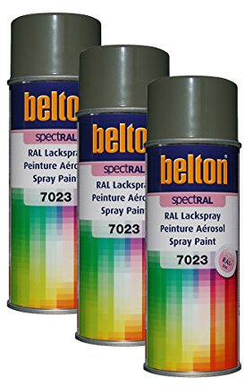 3x KWASNY 324 144 BELTON SPECTRAL Lackspray RAL 7023 betongrau hochglanz 400ml