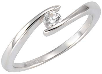 Zeeme Silber Damen Ring 925/- Sterling Silber Glänzend Zirkonia weiß 360272057