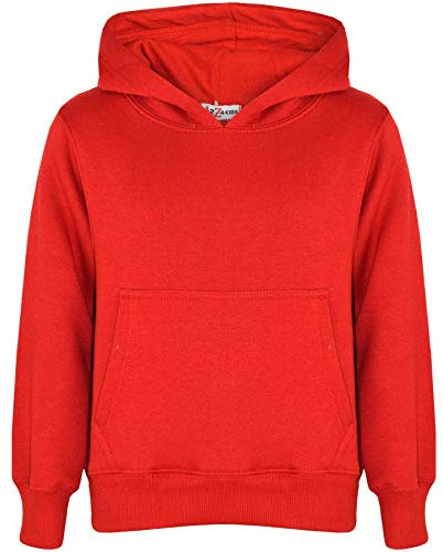 A2Z 4 Kids Girls Boys Plain Sweatshirt Tie Dye Pullover - Plain Sweat Hoodie Red 3-4