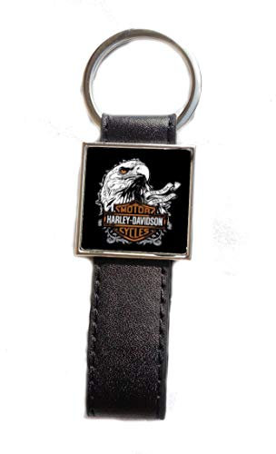 Print Corner Porte-clés acier/simili cuir compatible avec HARLEY DAVIDSON (Eagle)