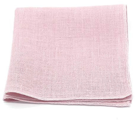 Pochette de costume rose poudré uni en lin
